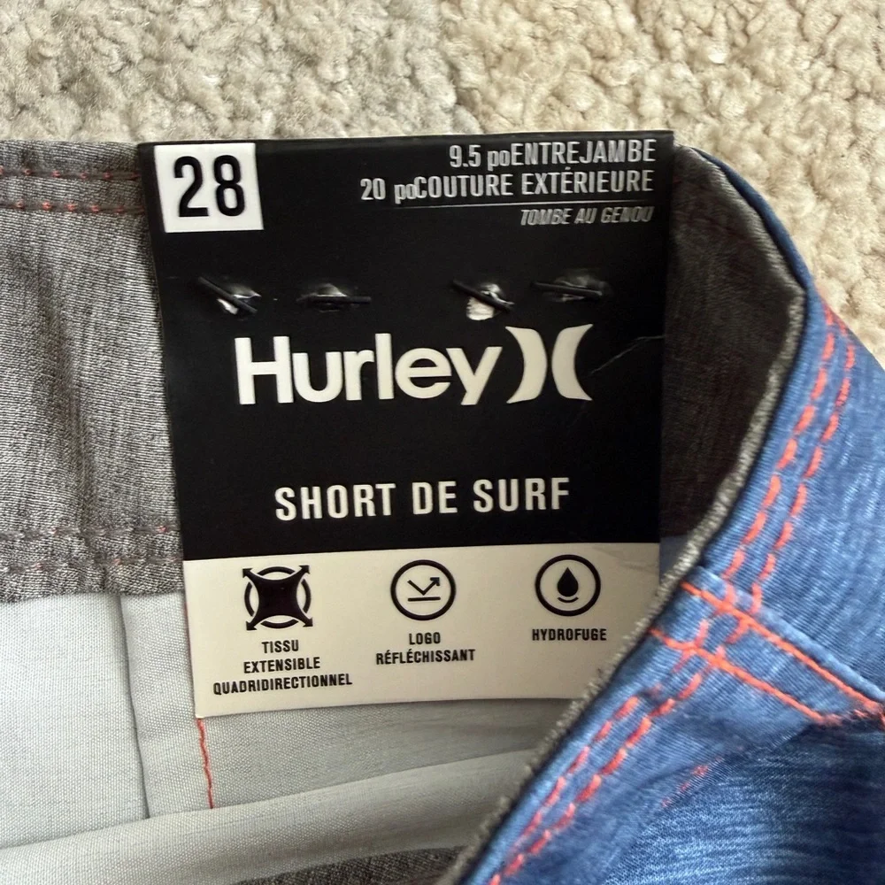 Hurley Men's orange and blue Faraheit ColorBlocked Board Shorts- Size 28